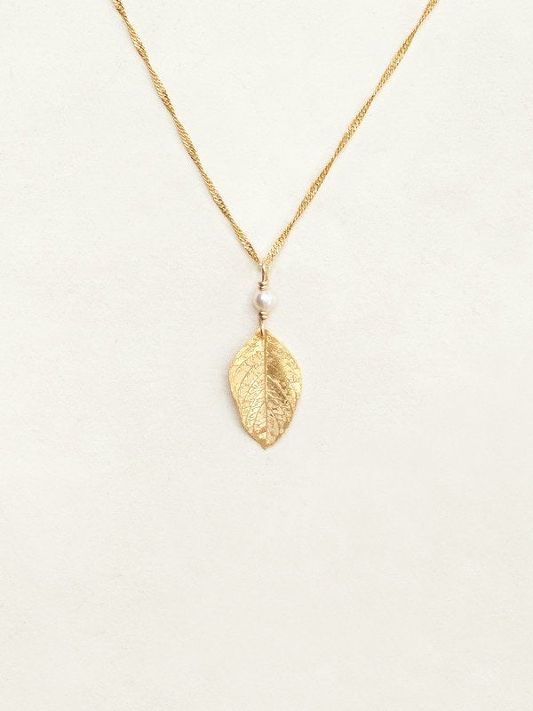 Holly Yashi Healing Leaf Pendant Necklace - Gold    