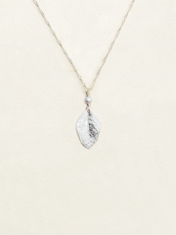 Holly Yashi Healing Leaf Pendant Necklace - Silver    