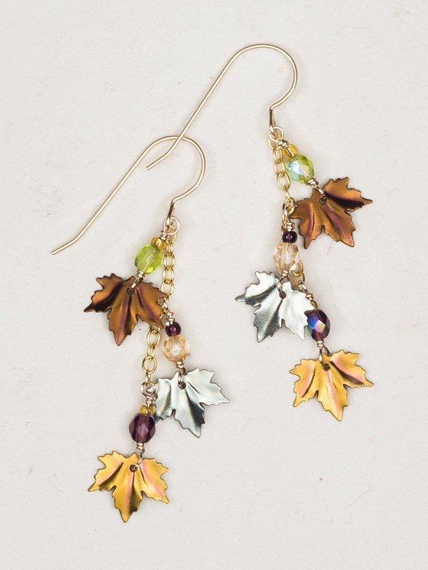 Holly Yashi Maple Chime Earrings - Brown/Sage/Peach    