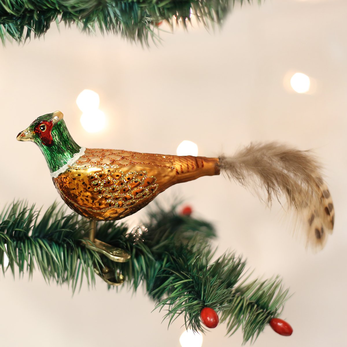 Old World Christmas - Pheasant Clip On Ornament    