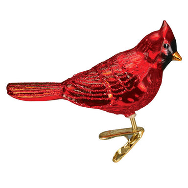 Old World Christmas Shiny Red Northern Cardinal Clip On Ornament    