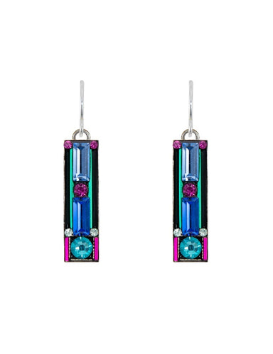 Firefly Architectural Rectangle Earrings - Light Turquoise    