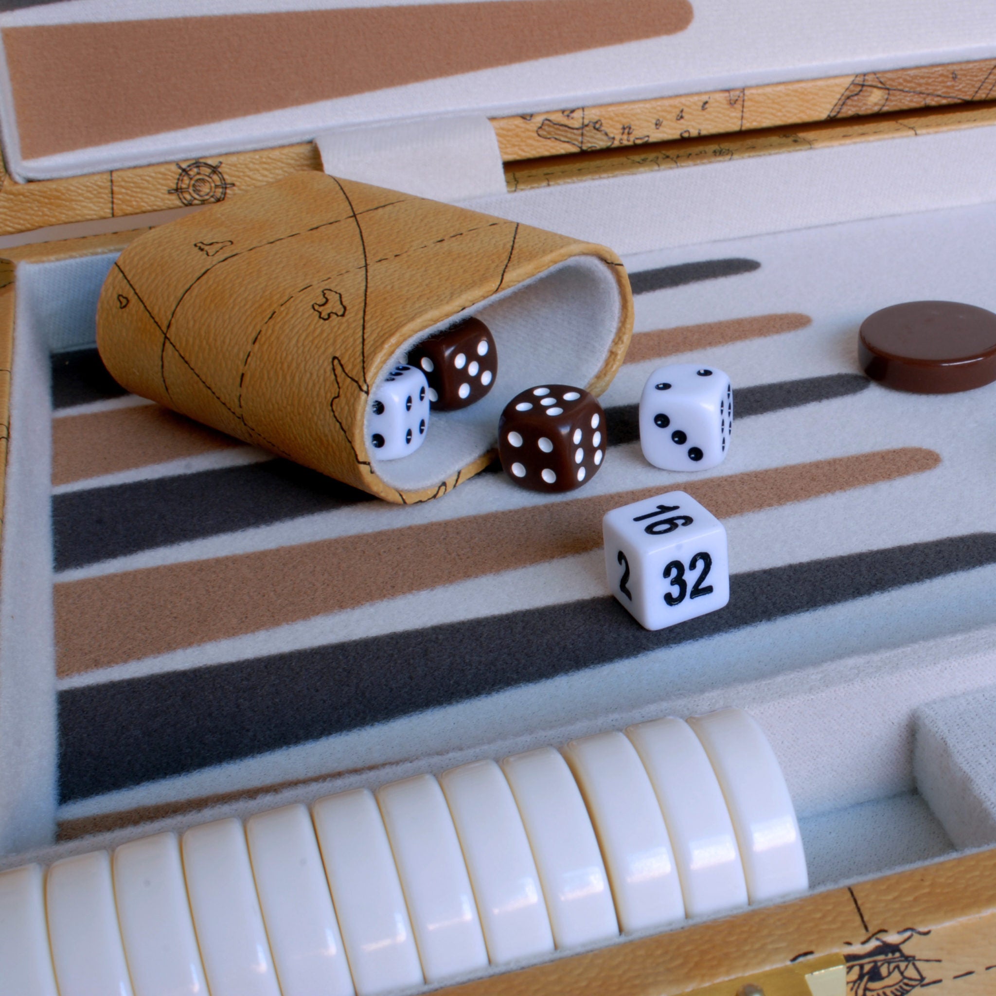 18 Inch Backgammon - Antique Map    