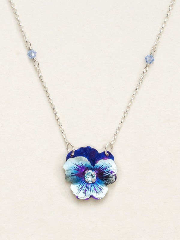 Holly Yashi Garden Pansy Pendant Necklace - Bonny Blue    