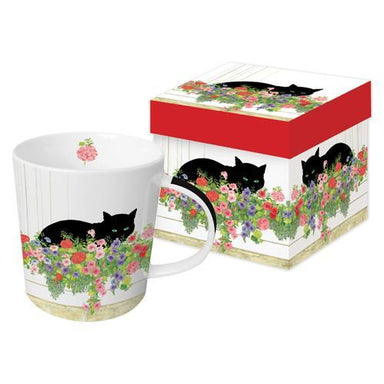 Mug - Black Cat Flower Box    