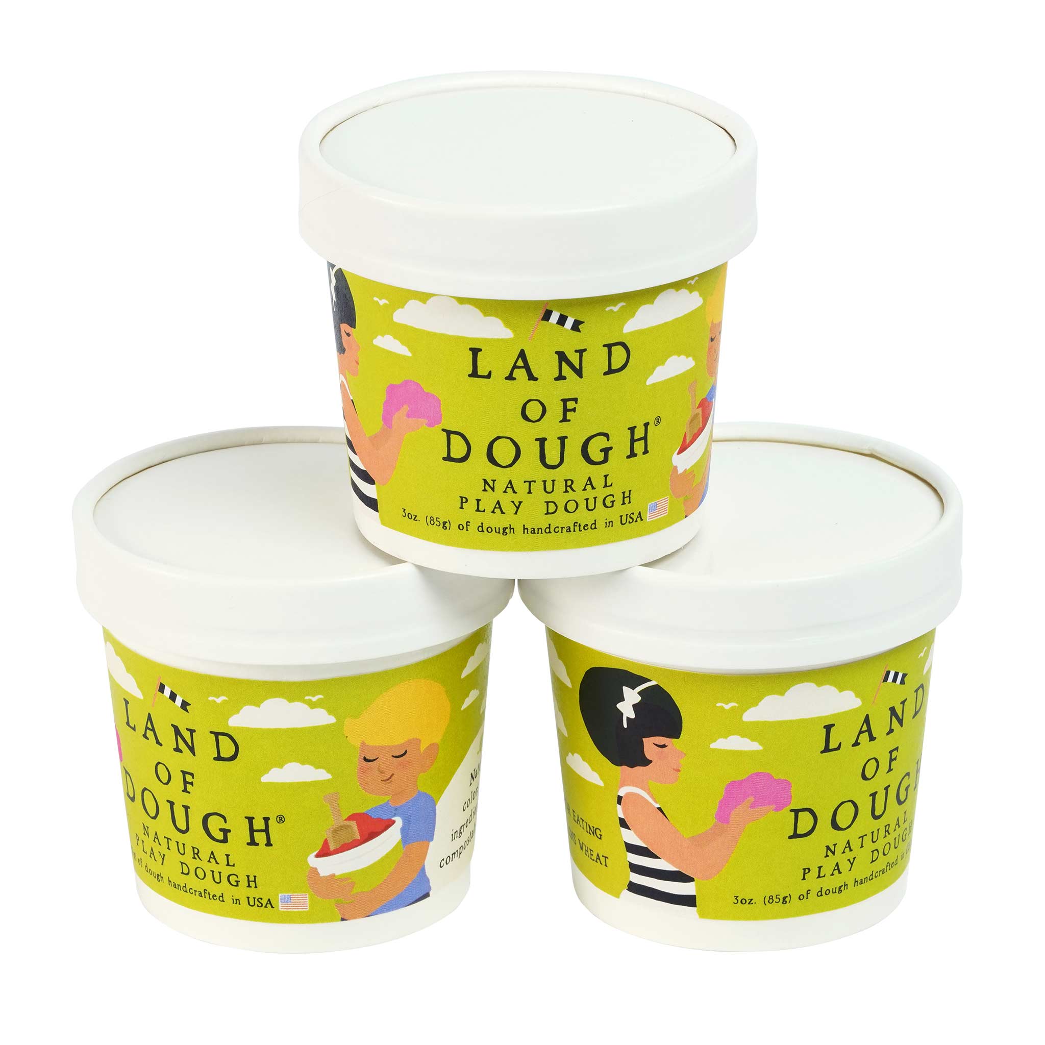 Land of Dough Natural Play Dough - Set of 3 Primary    