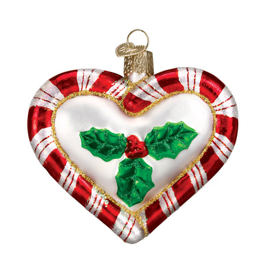 Old World Christmas Peppermint Heart Our First Christmas Ornament    