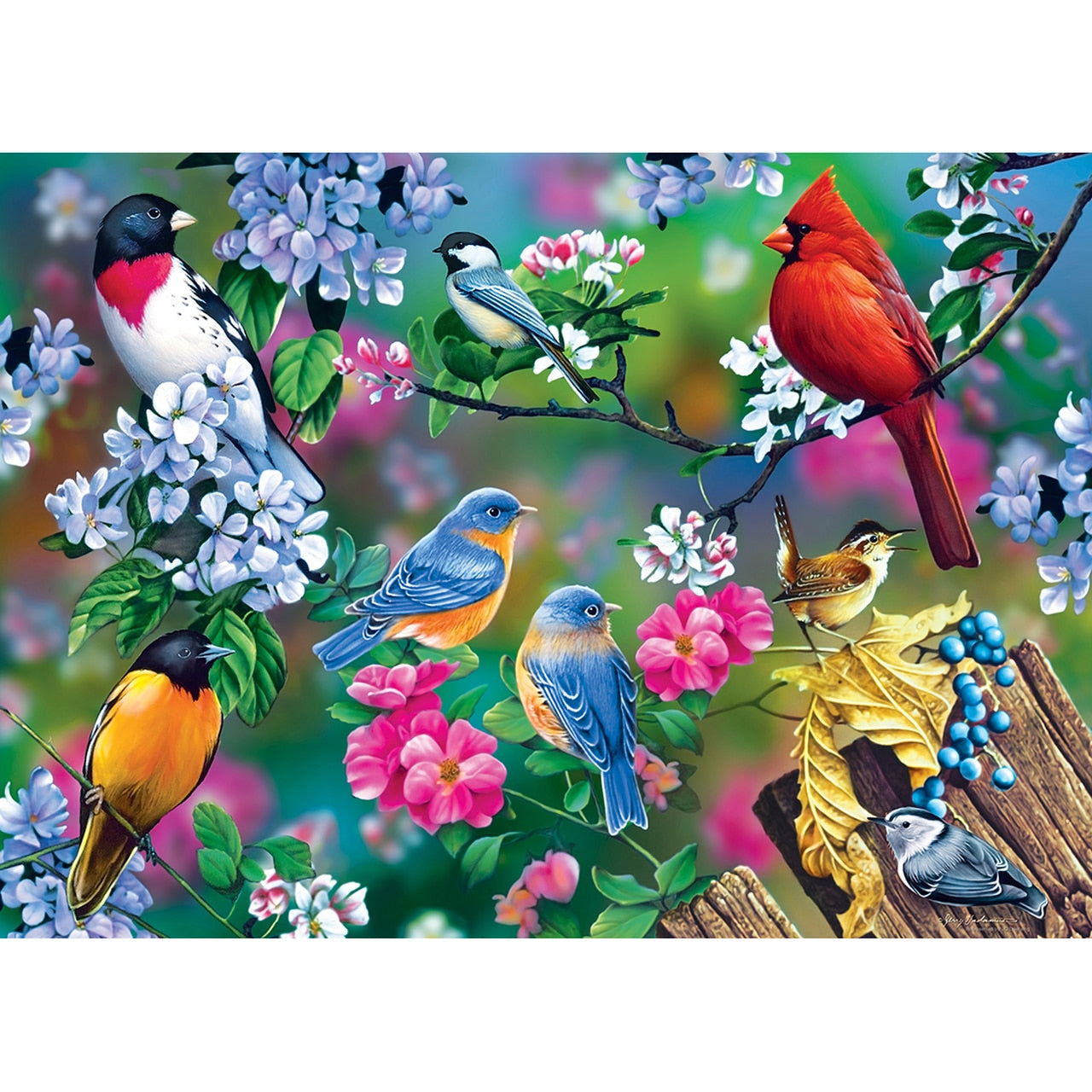 Audubon Songbird Collage 1000 Piece Puzzle    