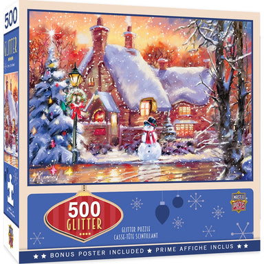 Snowman Cottage 500 Piece Glitter Puzzle    