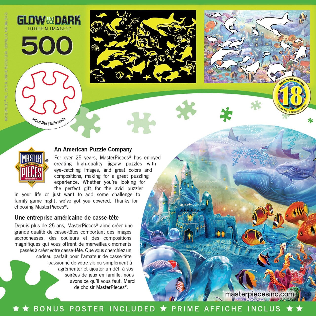 Sea Castle Delight 500 Piece Hidden Image Glow In The Dark Puzzle    