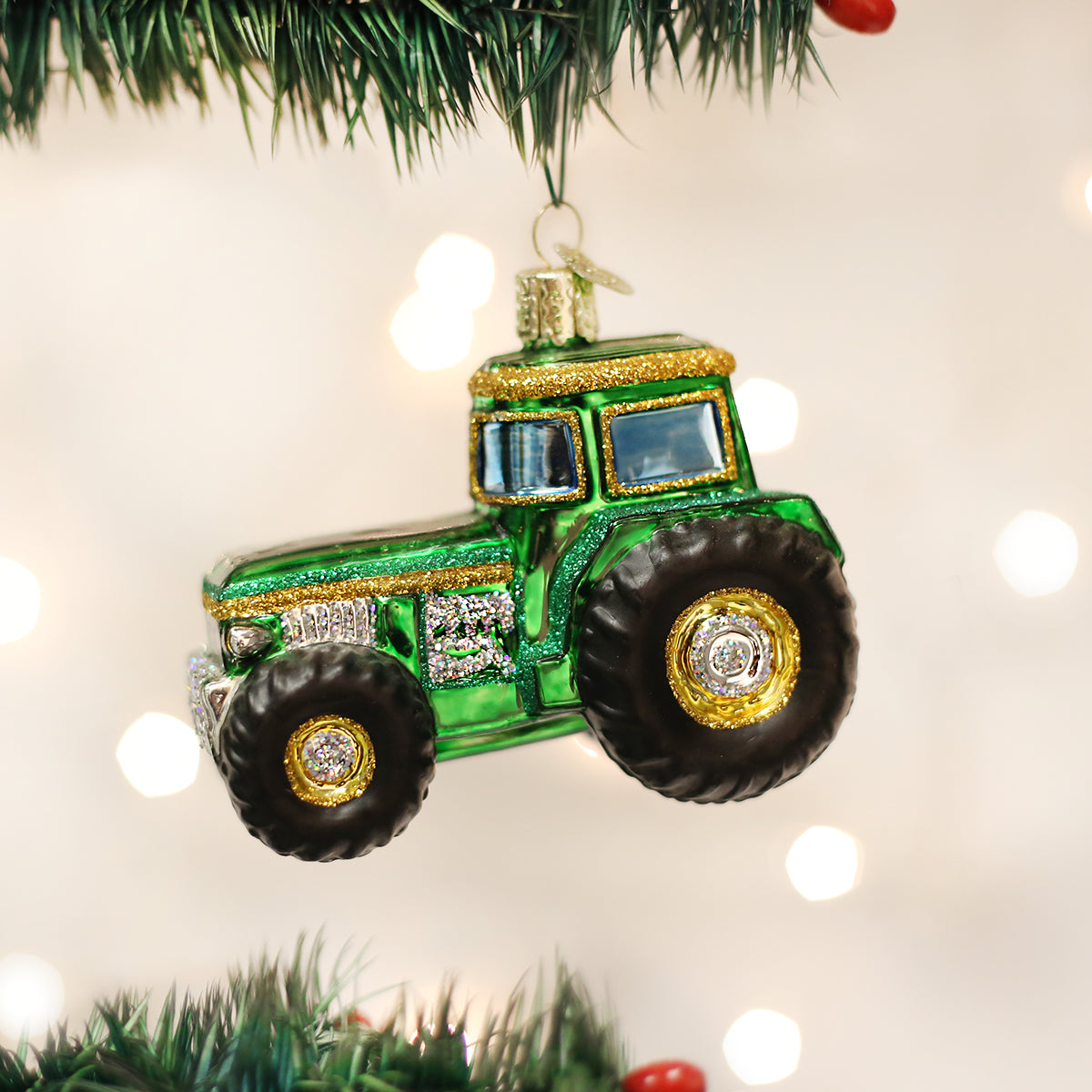 Old World Christmas Green Tractor Ornament    