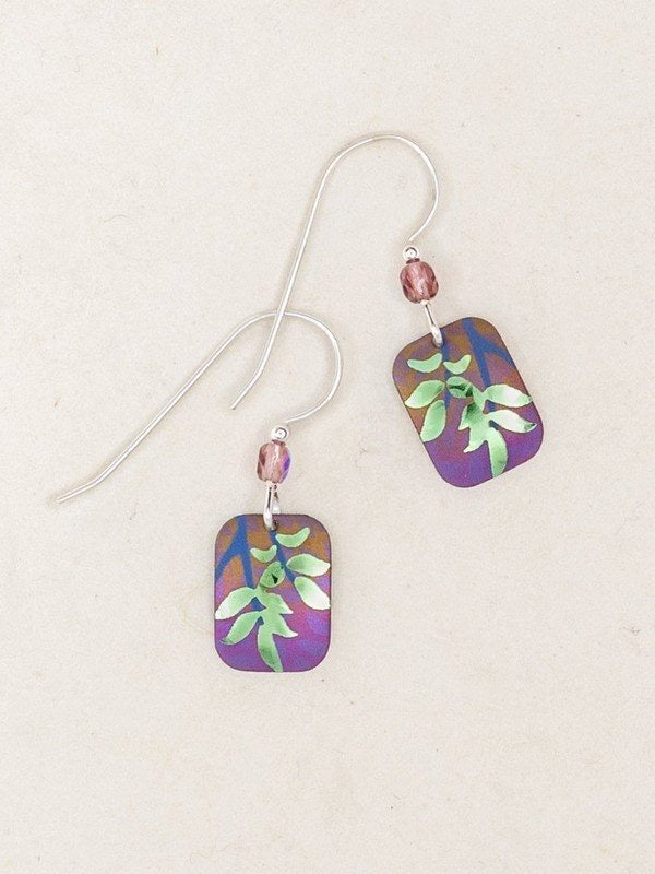 Holly Yashi Evergreen Leaf Earrings - Purple/Lime    