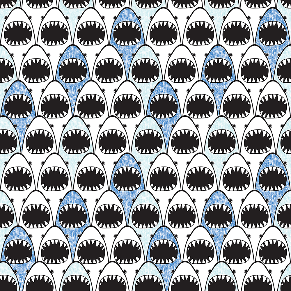 Wrapping Paper - Shark Line Up    