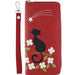 Lavishy Applique Cat on Branch - Wristlet Wallet Red .  