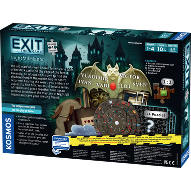 Exit The Game Nightfall Manor - With 4 Puzzles    