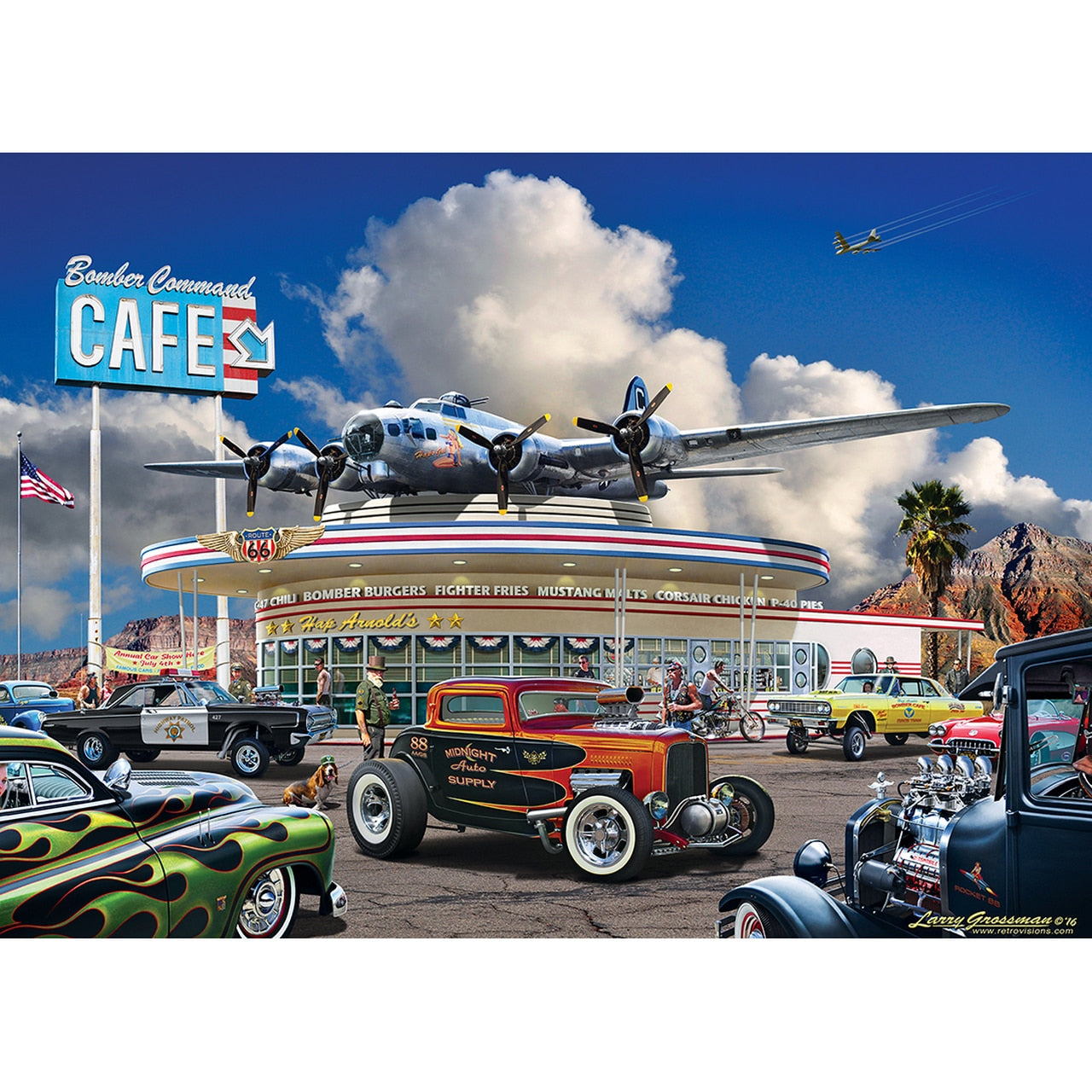Cruisin' Route 66 - Bomber Command Cafe 1000 Piece Puzzle    