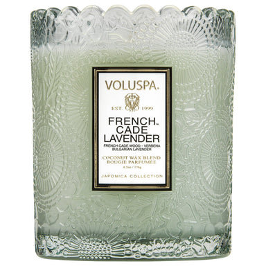 French Cade & Lavender - Scallop Edge Glass Candle    