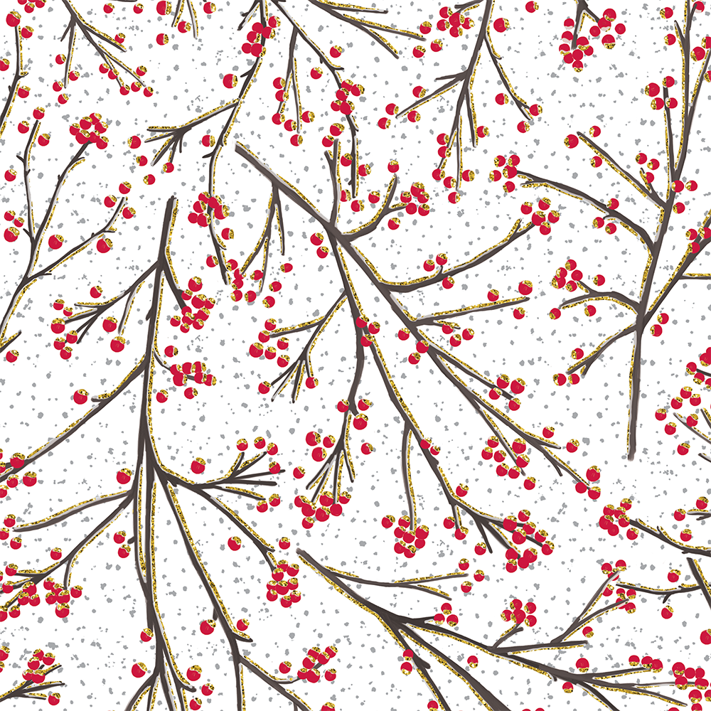 Jumbo Roll Wrapping Paper - Glittered Winter Branches    