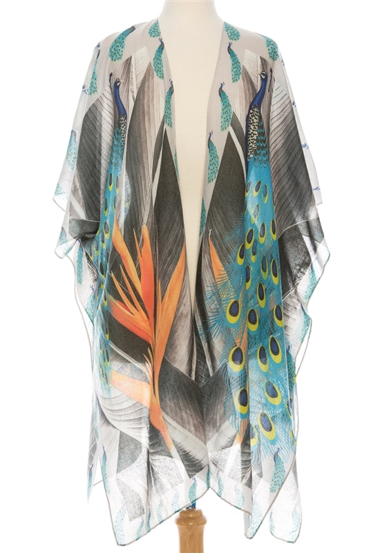 Bird of Paradise Peacock - 100% Cotton Kimono    