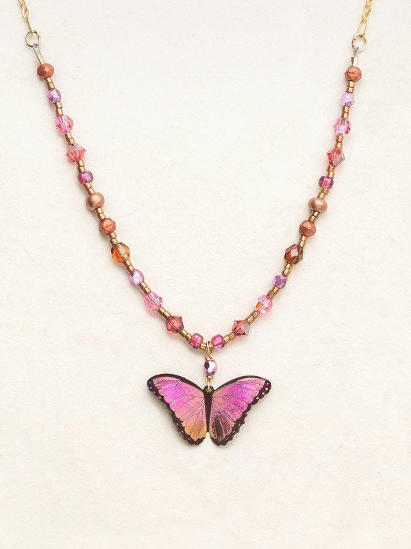 Holly Yashi Bella Butterfly Beaded Necklace - Living Coral    