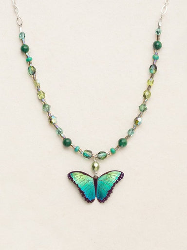 Holly Yashi Bella Butterfly Beaded Necklace - Green Flash    
