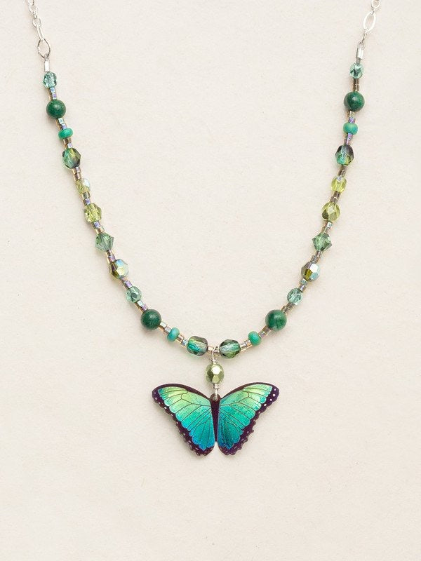 Holly Yashi Bella Butterfly Beaded Necklace - Green Flash    