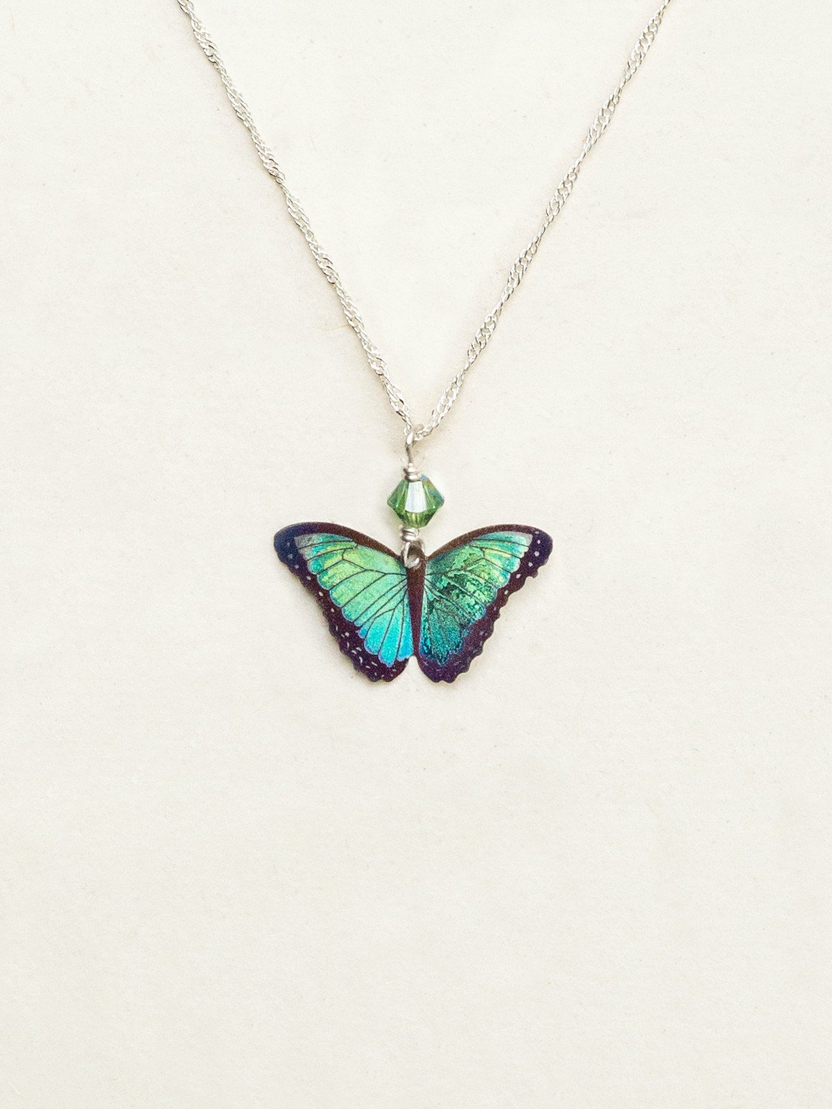 Holly Yashi Bella Butterfly Pendant Necklace - Green Flash    