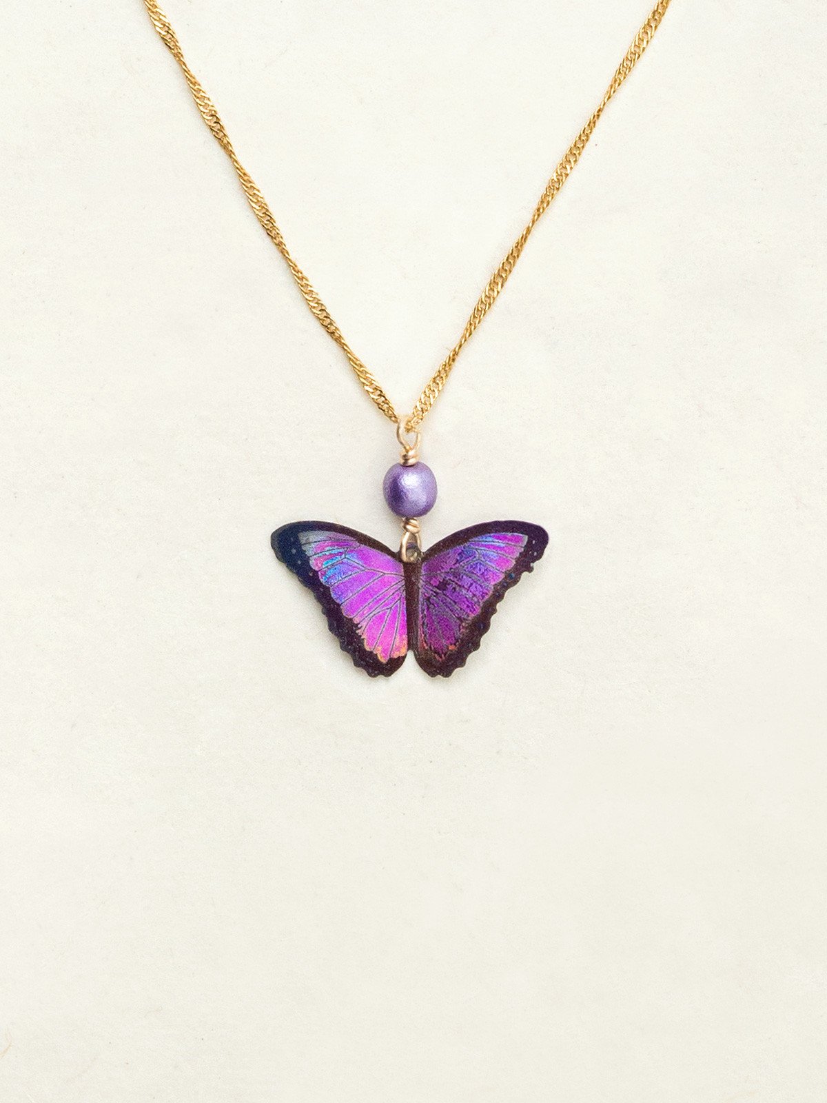 Holly Yashi Bella Butterfly Beaded Necklace - Ultra Violet    