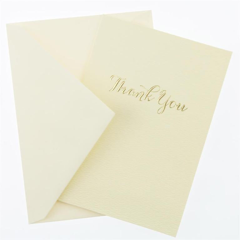 Boxed Thank You Cards - Gold Script    