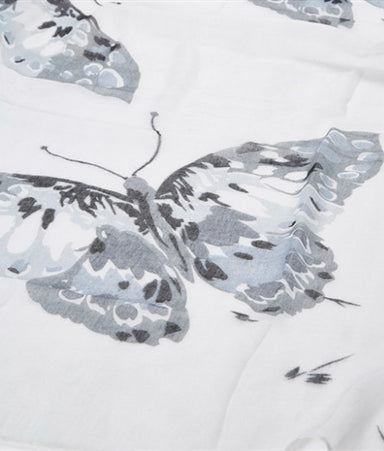 Butterflies and Grass Scarf - Grey    