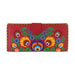 Lavishy Embroidered Polish Flower - Large Flat Vegan Wallet Red .  3272125.3