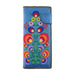 Lavishy Embroidered Bohemian Flower - Large Flat Vegan Wallet Blue .  