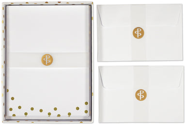 Stationery Paper and Envelopes - Gold Dots    
