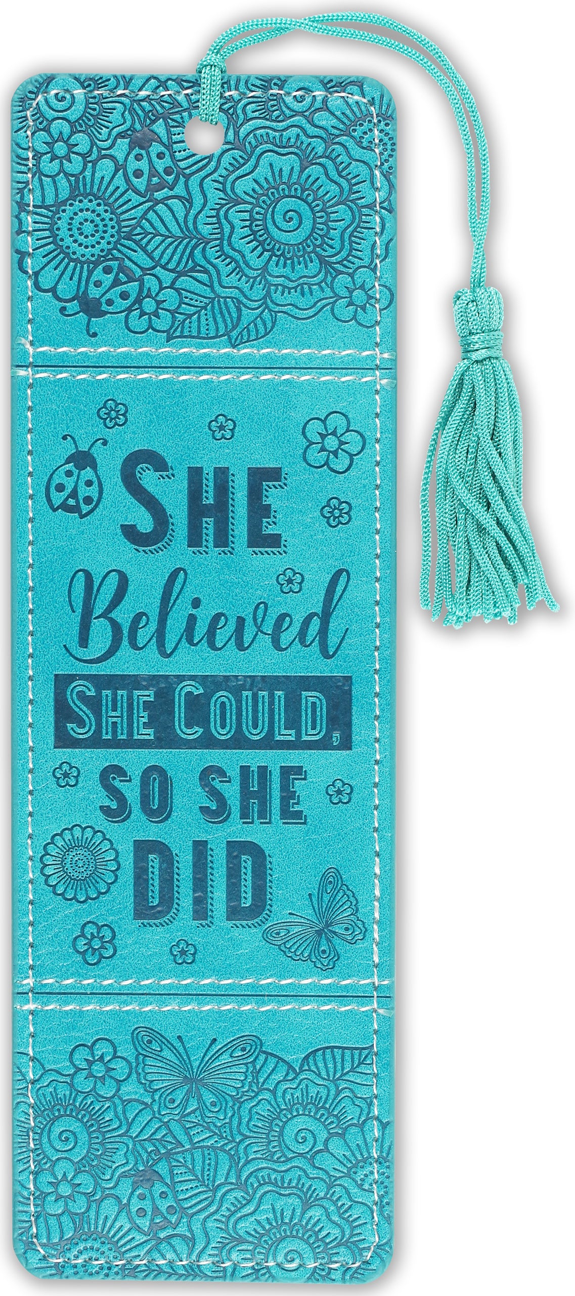 Leather Bookmark - She Believed She Could So She Did    
