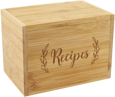Bamboo Recipe Box And Cards    