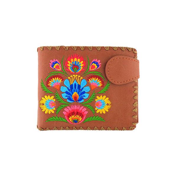 Lavishy Embroidered Polish Style Flora - Medium Vegan Wallet Brown .  3272131.2