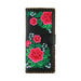 Lavishy Embroidered Mexican Rose - Large Flat Vegan Wallet Black   