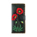 Lavishy Embroidered Poppy Flower - Large Flat Vegan Wallet Black .  