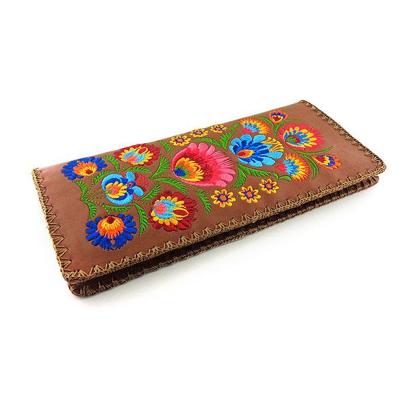 Lavishy Embroidered Polish Style Flora - Large Flat Vegan Wallet    