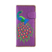 Lavishy Embroidered Peacock - Large Flat Vegan Wallet Purple   