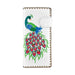 Lavishy Embroidered Peacock - Large Flat Vegan Wallet White   