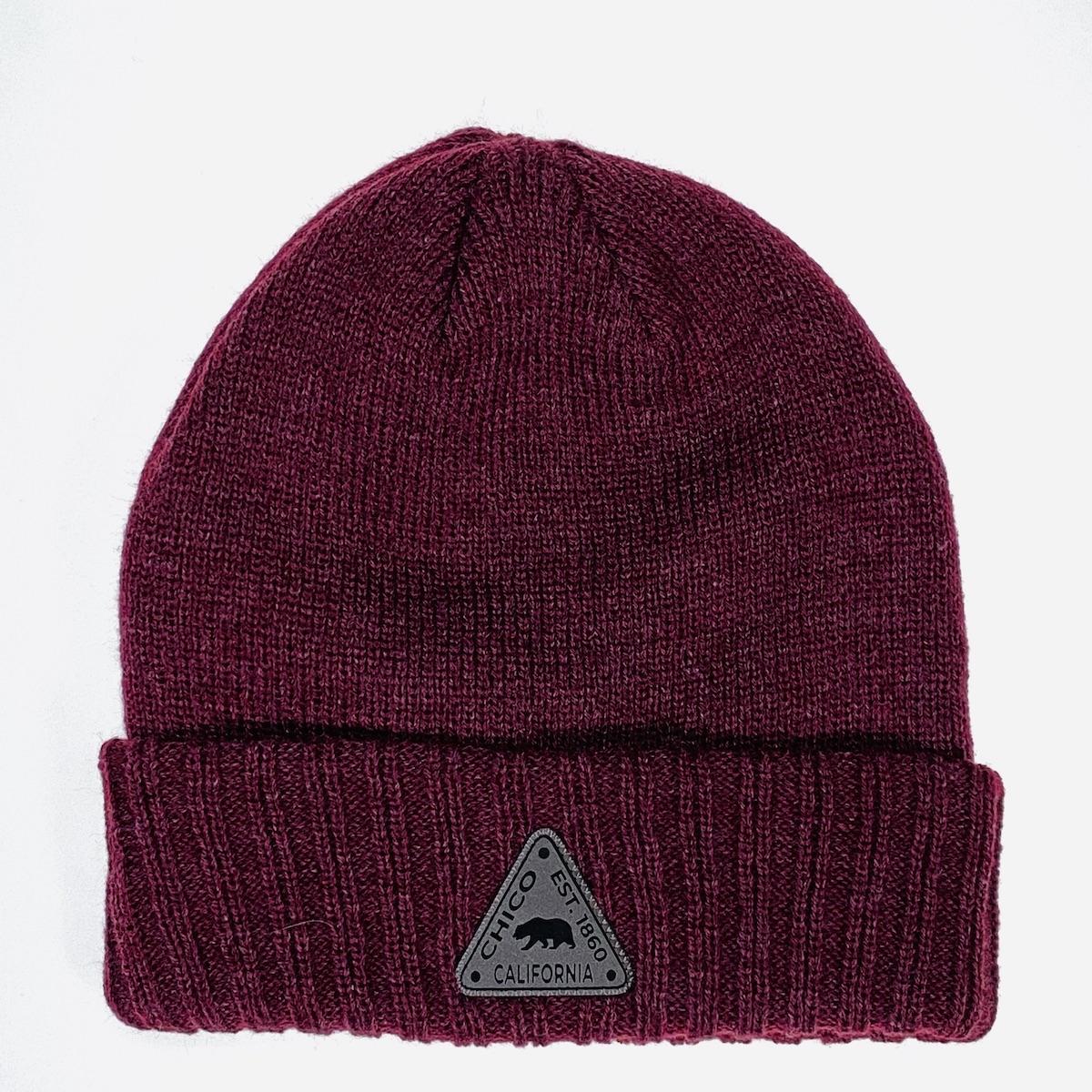 Chico Beanie with Small Patch MAROON   