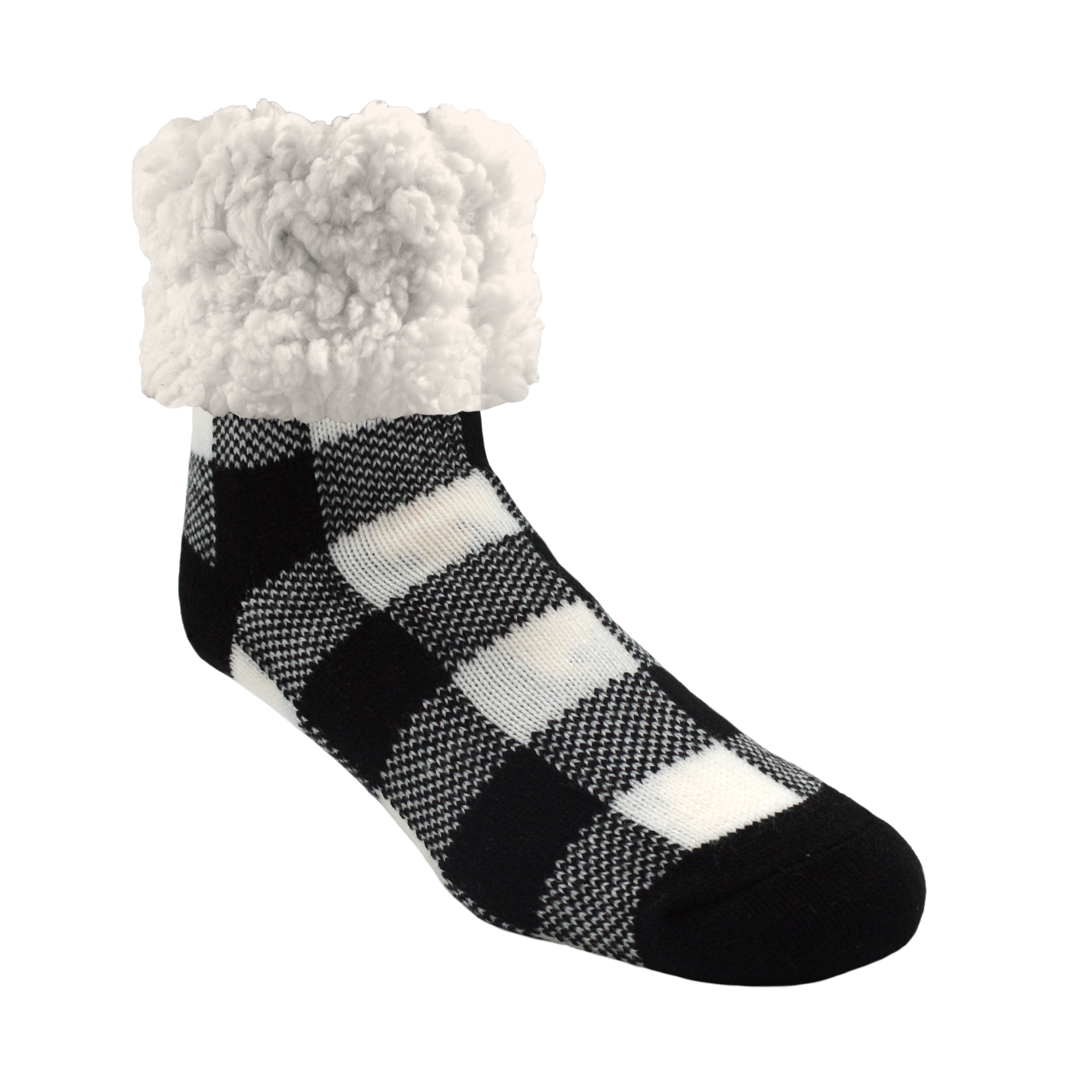 White Lumberjack - Large Size Pudus Slipper Socks    