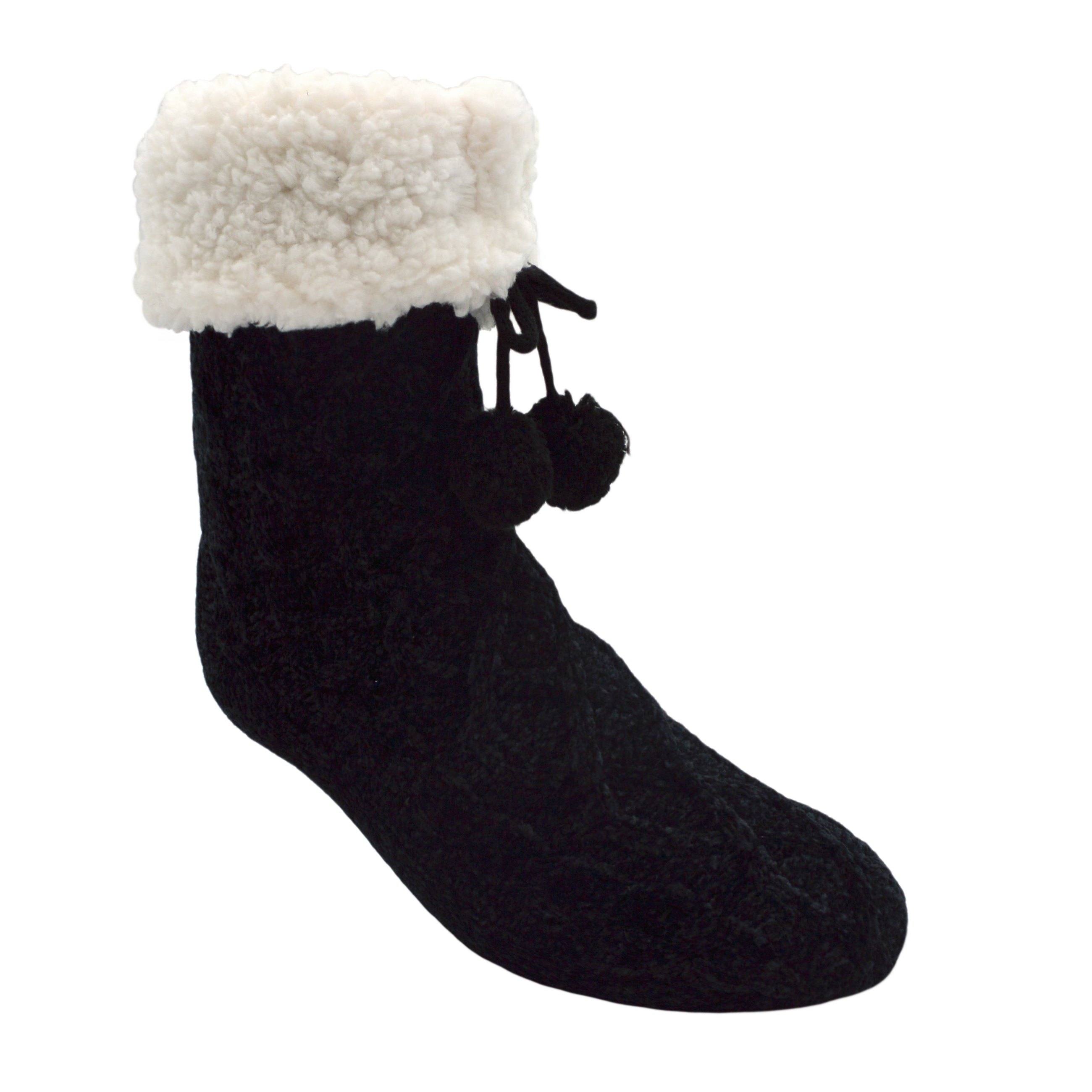 Black Chenille - Original Size Pudus Slipper Socks    