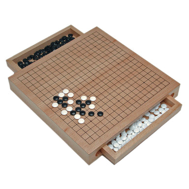 Wooden Go Board With Sliding Drawers    