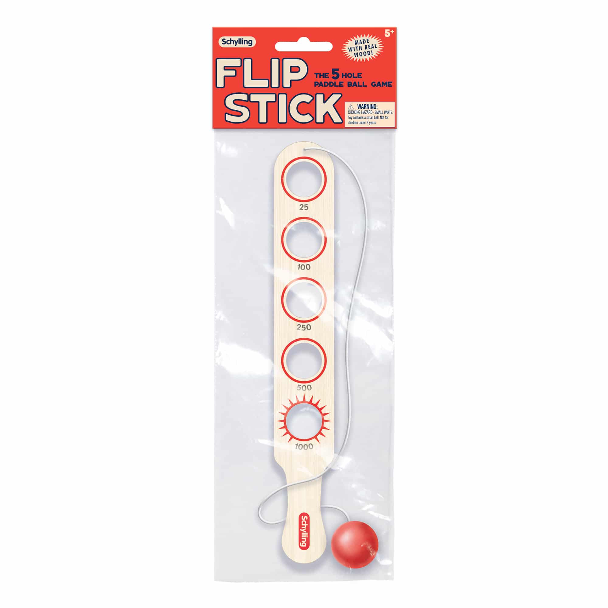 Flip Stick : 5 Hole Wood Paddle Ball Game