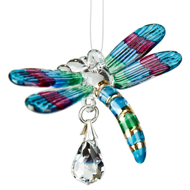 Fantasy Glass Suncatcher - Dragonfly, Spring Pastels    