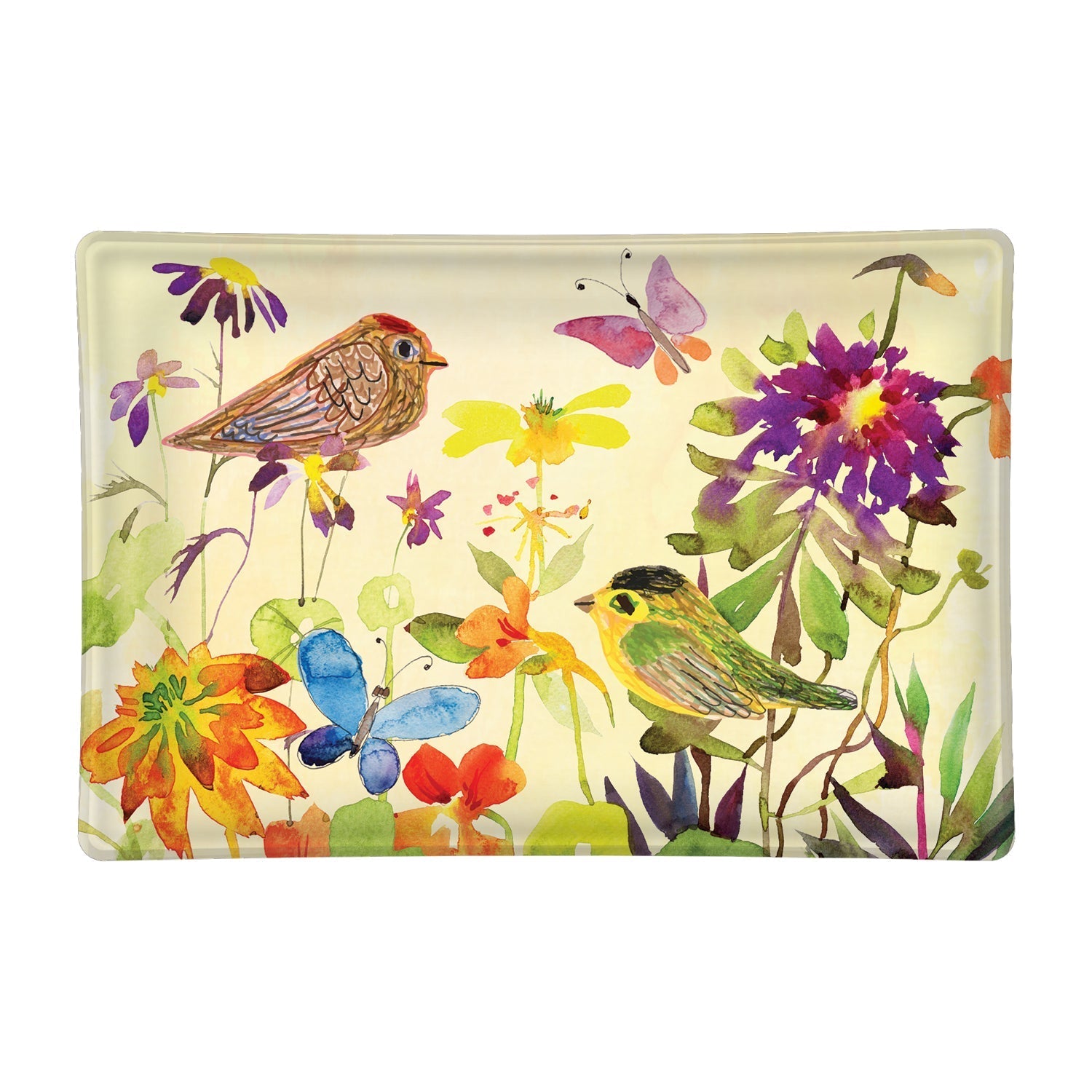 Birds & Butterflies - Glass Soap Dish    