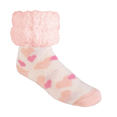 Pink Dogwood Hearts - Original Size Pudus Slipper Socks    