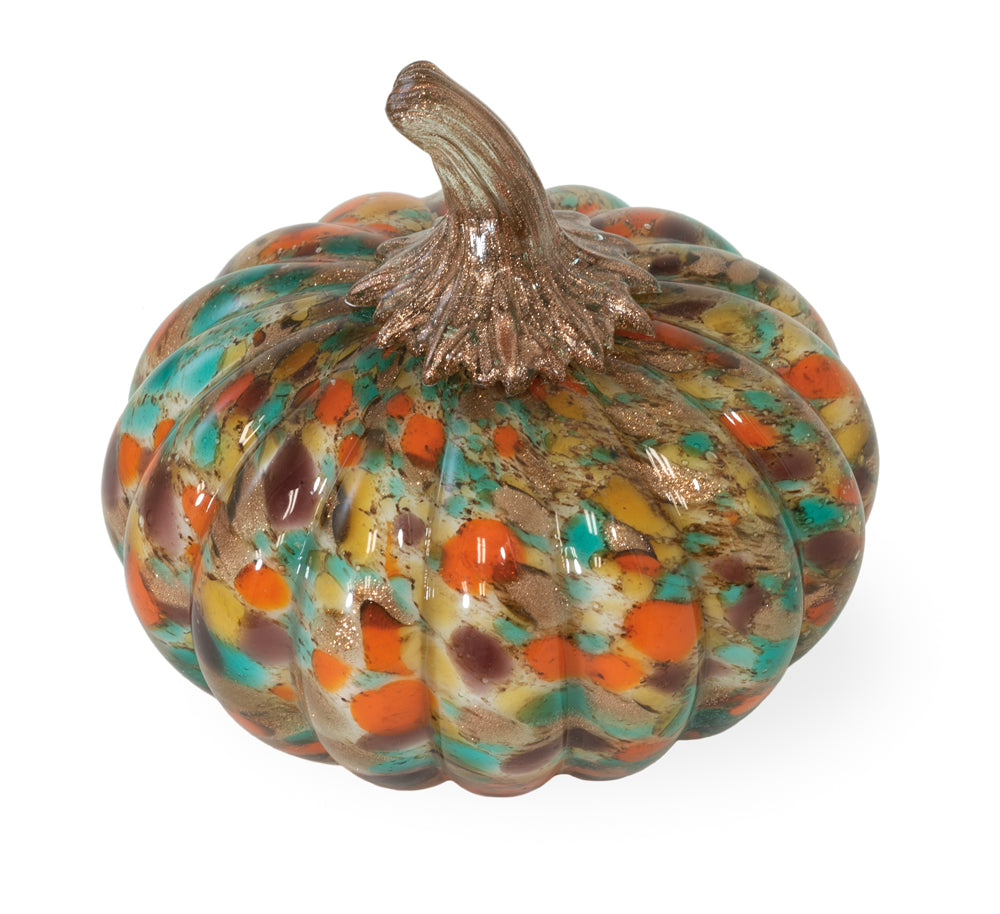 Small Glass Pumpkin - Mottled Confetti    